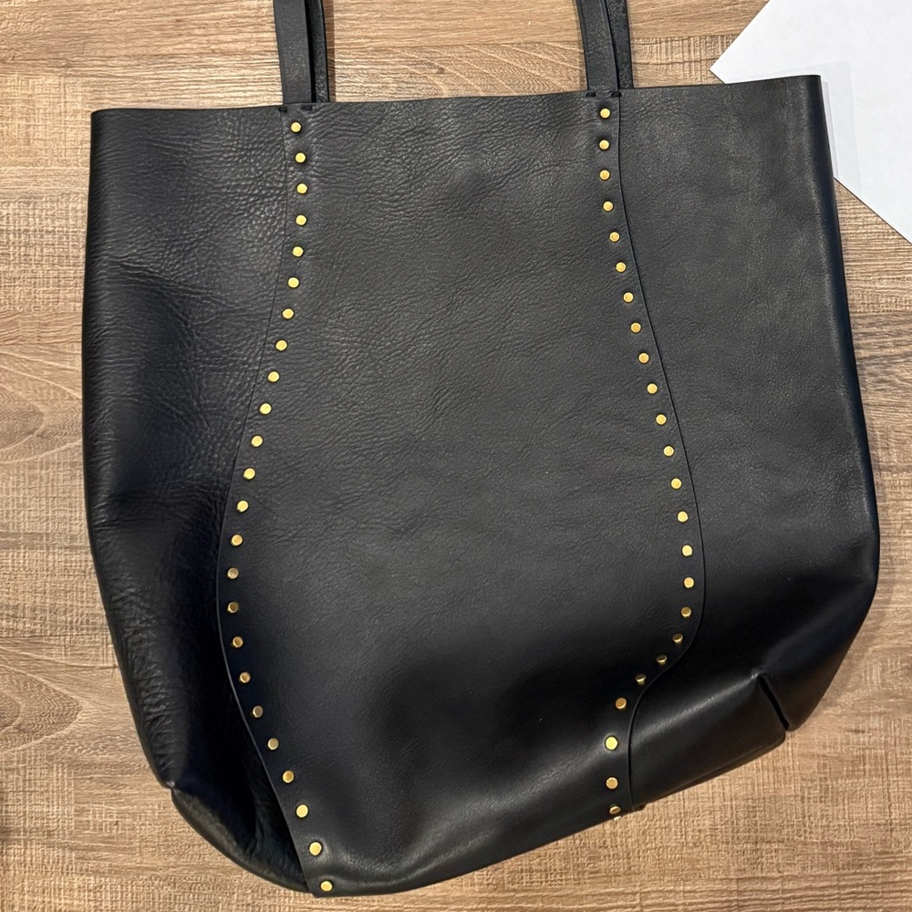 Madewell Black Tote with Gold Stud Trim